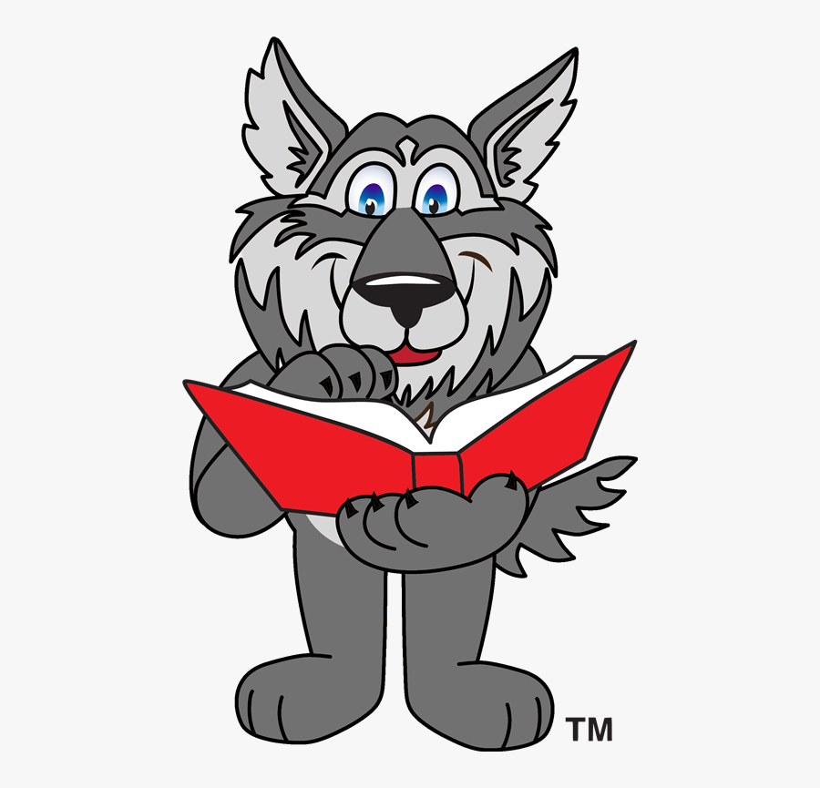 Titan Reading - Clipart Cartoon Wolf Reading, Transparent Clipart