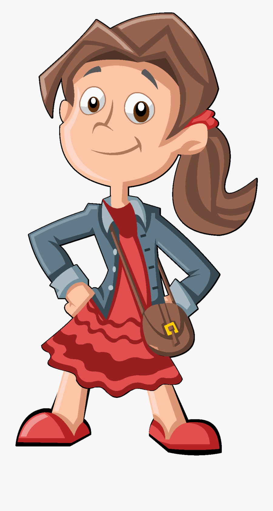 Girl With Backpack Cartoon Png, Transparent Clipart
