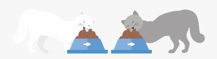 Two Cats Eating Illustration - Cartoon, Transparent Clipart