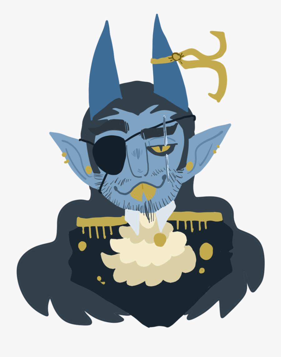 Blue Tiefling Pirate, Transparent Clipart