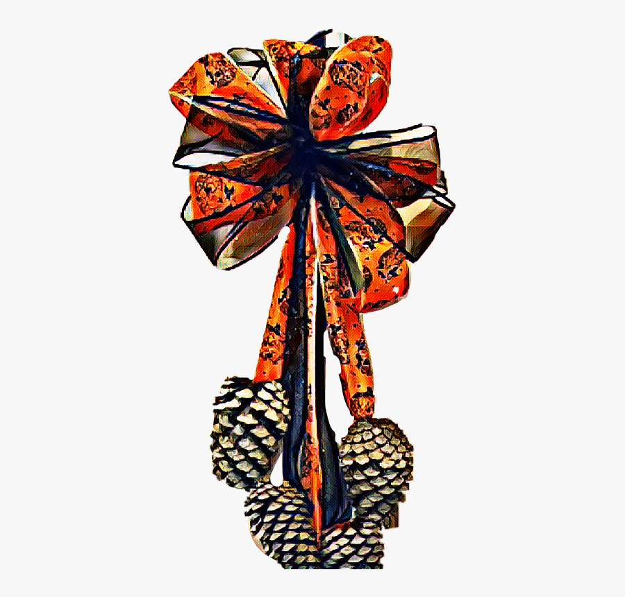 Wreath Ribbon Pinecones Fall Halloween Freetoedit, Transparent Clipart