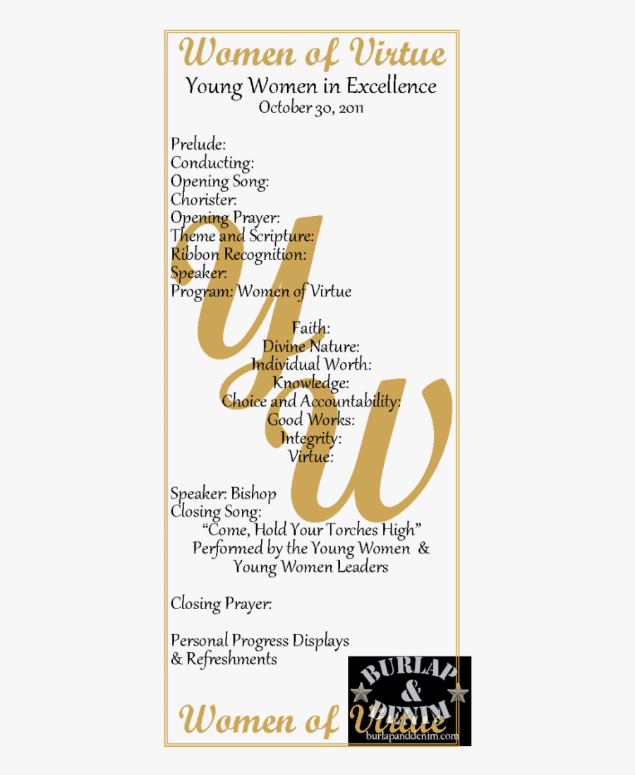 Excellence Program Of Virtue Gold Personal - Yw In Excellence Program Template, Transparent Clipart