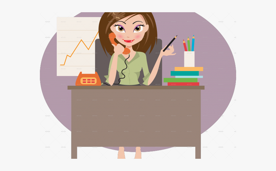 Transparent Office Desk Clipart - Cartoon Transparent Business Woman, Transparent Clipart