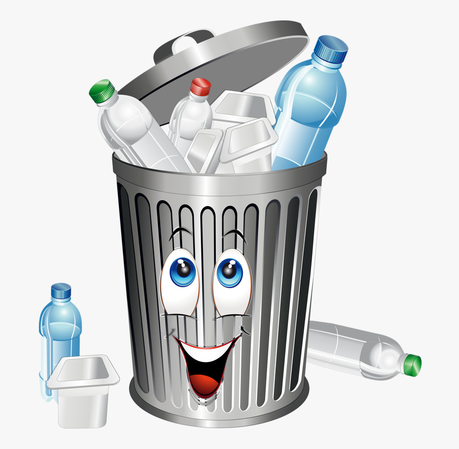 Bidone Spazzatura Riciclaggio Plastica - Plastic Cartoon Recycle Bin, Transparent Clipart