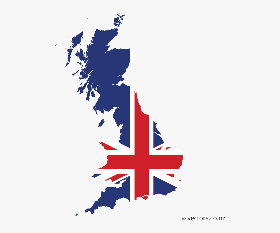 Uk Map Of Great - Great Britain Flag Map, Transparent Clipart