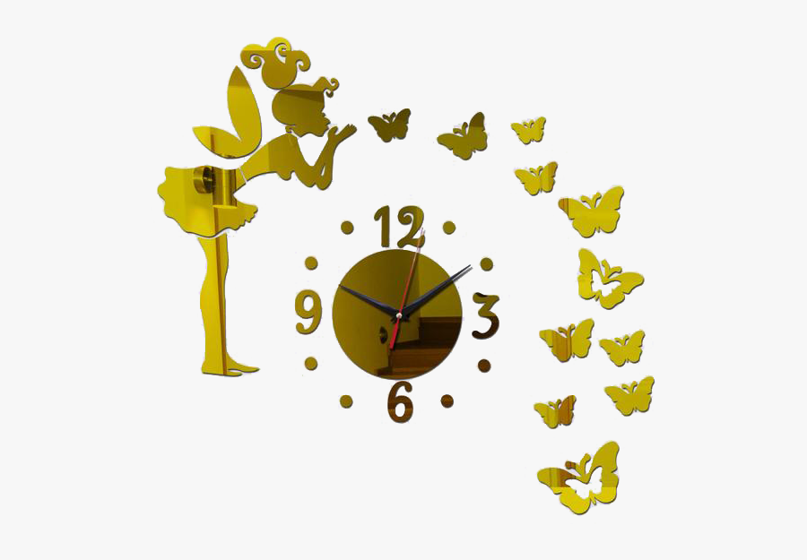 Fairy Butterflies Clock For - Wall Clock Diy Fairy, Transparent Clipart