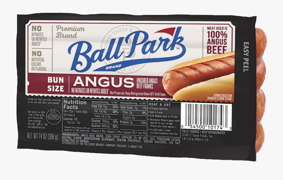 Ball Park Bun Size Angus Beef Franks, Transparent Clipart