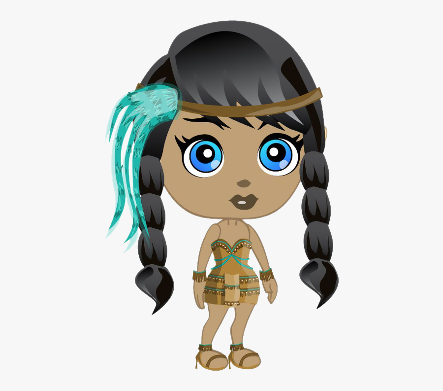 Transparent Women Native American - Native American Female Hair Cartoon, Transparent Clipart