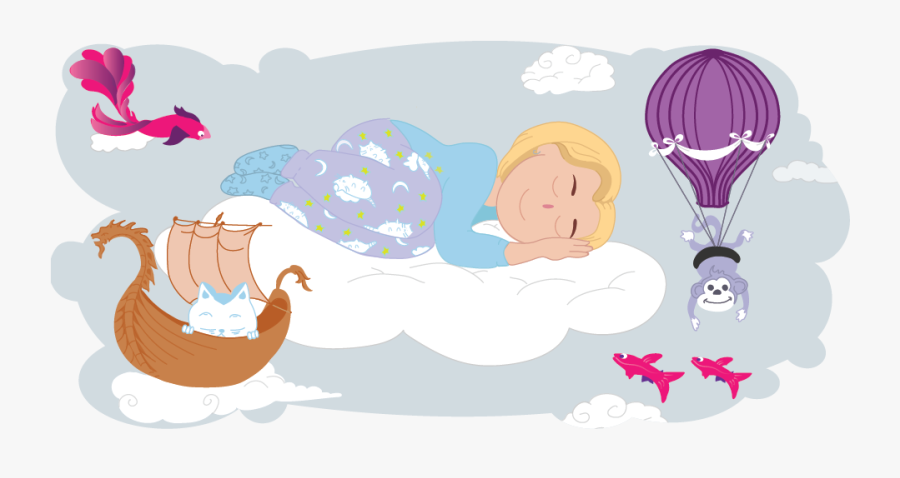 Teen Laying In Bed Sleeping And Dreaming - Cartoon, Transparent Clipart