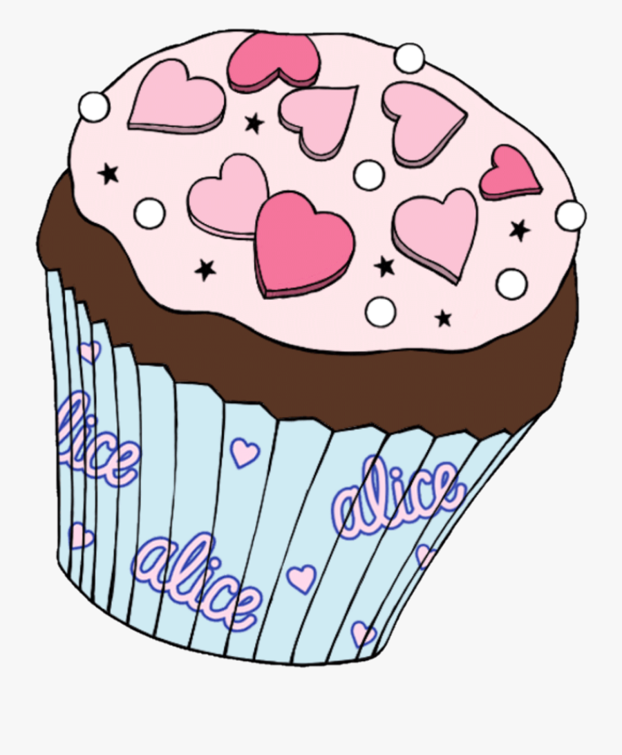 #cupcake #cake #alice #candy #star #teatime #heart - Cupcake, Transparent Clipart
