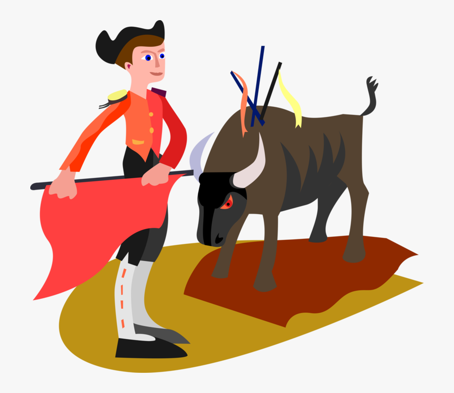 Vector Illustration Of Spanish Matador Toreador Bullfighter - Matador Cartoon, Transparent Clipart