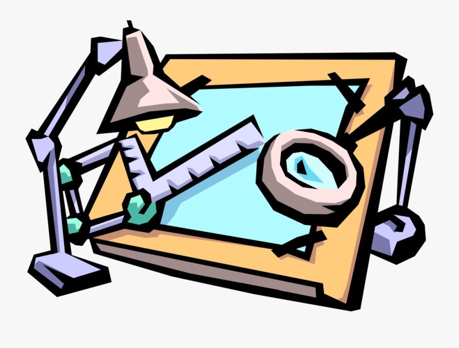 Vector Illustration Of Drafting Table Used By Draftsman - Drafting Clipart, Transparent Clipart