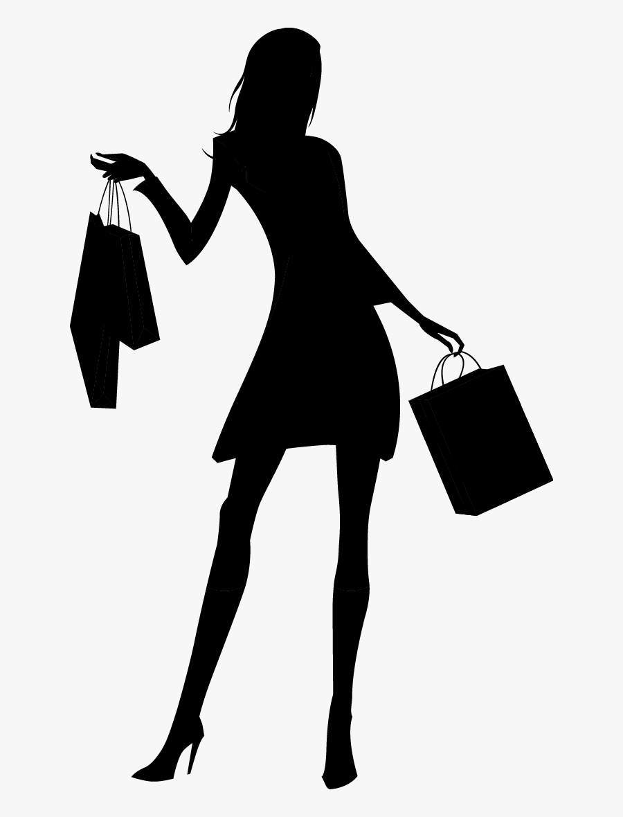 Transparent Shopping Clipart Free - Shopping Girl Silhouette Png, Transparent Clipart
