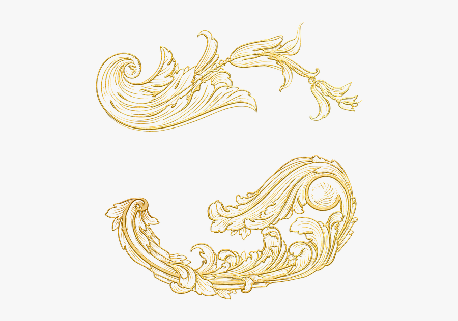 Ornament, Floral, Victorian, Gold, Vintage, Divider - Floral Ornaments Gold Png, Transparent Clipart