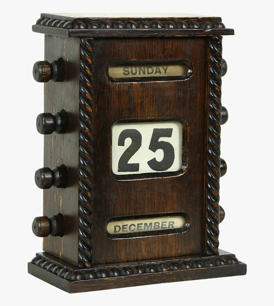 Vintage New Year - Oak Desktop Perpetual Calendar, Transparent Clipart
