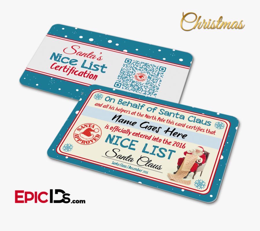 Santa"s Nice List Name Card Christmas"
 Class="lazyload - Santa Nice List Card, Transparent Clipart