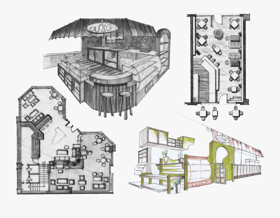 Interior Design Cafe Drawing, Transparent Clipart