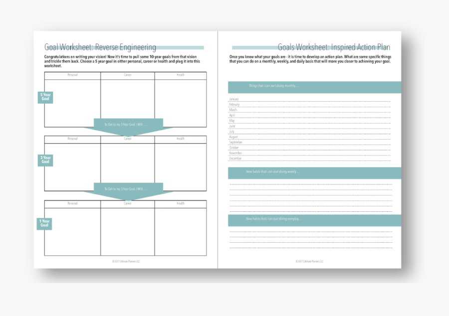 Clip Art Ultimate Agent Planner The - Reverse Engineer Goals Worksheet, Transparent Clipart