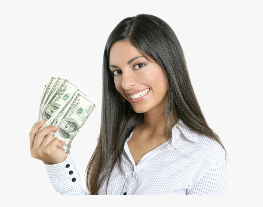 Woman Holding Money Png - Woman Holding Money, Transparent Clipart
