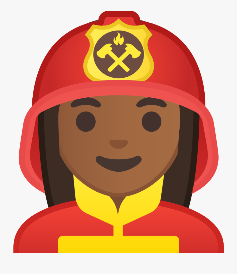 Woman Firefighter Medium Dark Skin Tone Icon - Firefighter Emoji Png, Transparent Clipart