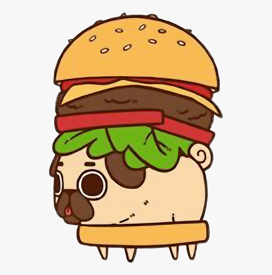 #pug #dog #burger #hamburger #challenge #cute #kawaii - Puglie Stickers, Transparent Clipart