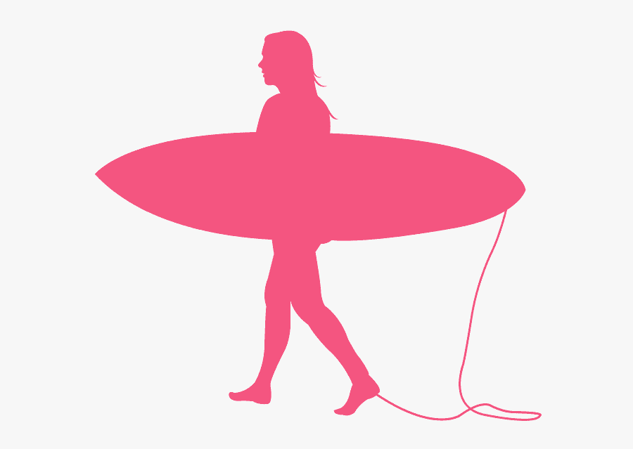 Surfer Girl Silhouette, Transparent Clipart