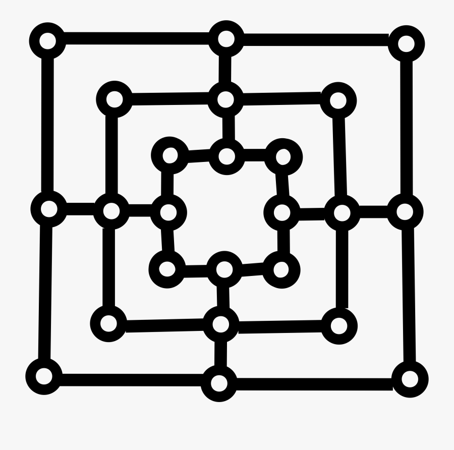 Nine Men"s Morris Board Svg Clipart , Png Download - Nine Men Game, Transparent Clipart