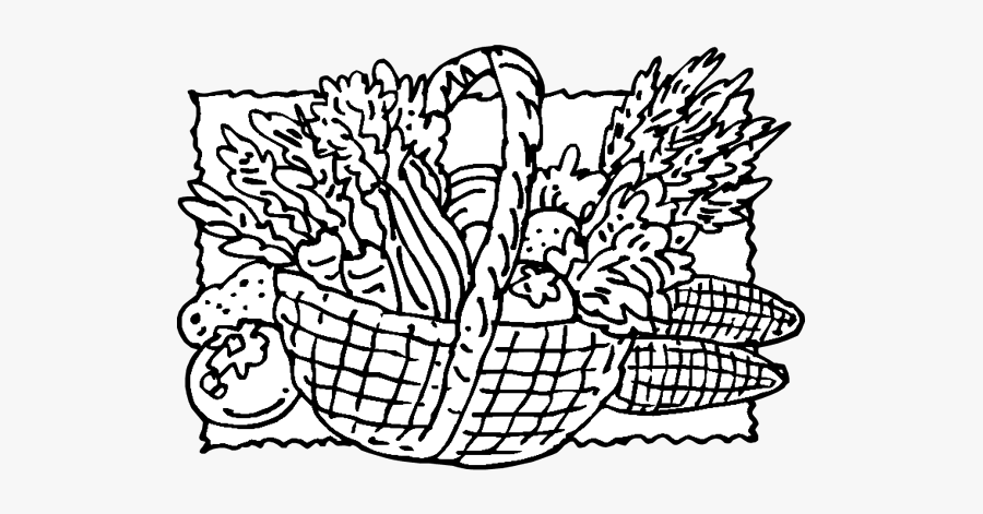 Png Colouring Basket With Vegetables, Transparent Clipart