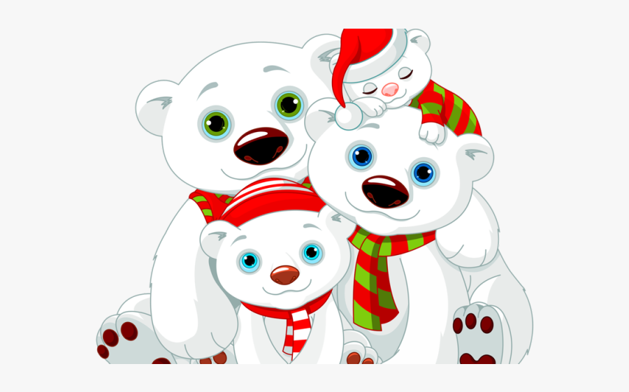 Christmas Polar Bear Family, Transparent Clipart