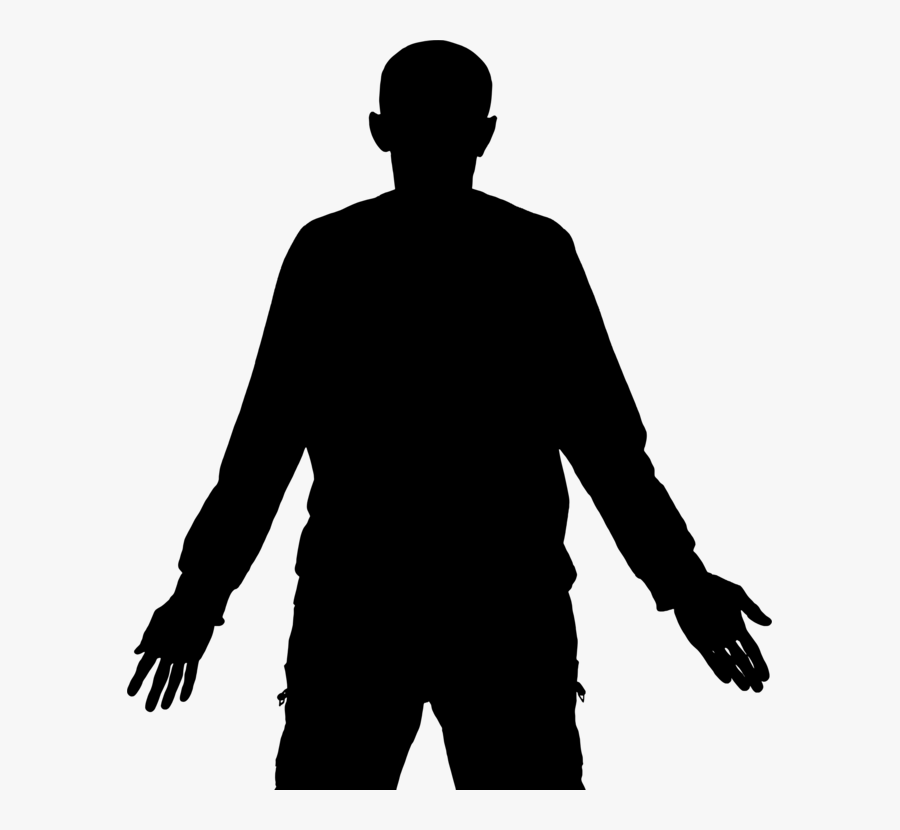 Standing,human Behavior,silhouette - Silhouette Of A Man With Arms Out, Transparent Clipart