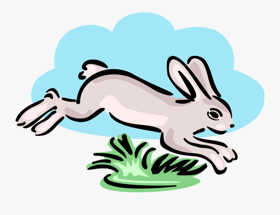 Vector Hops Cartoon Freeuse Stock - Clip Art Rabbit Hopping, Transparent Clipart