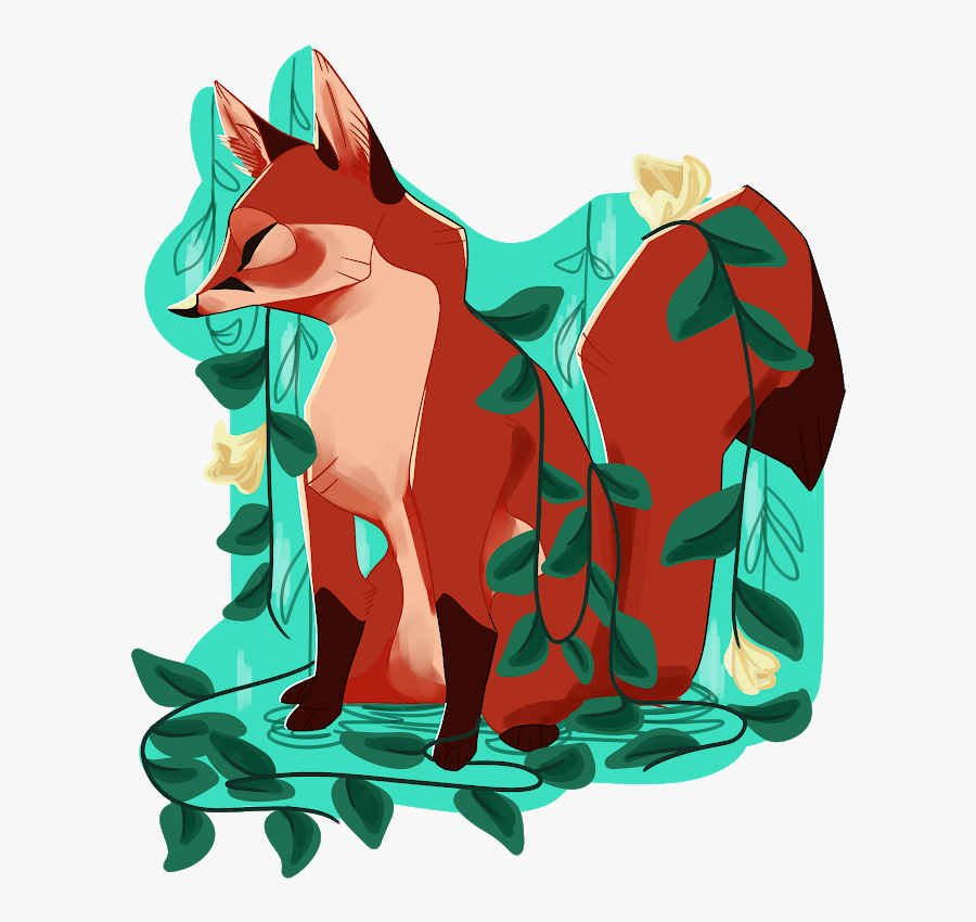 Morning Glory Fox - Illustration, Transparent Clipart