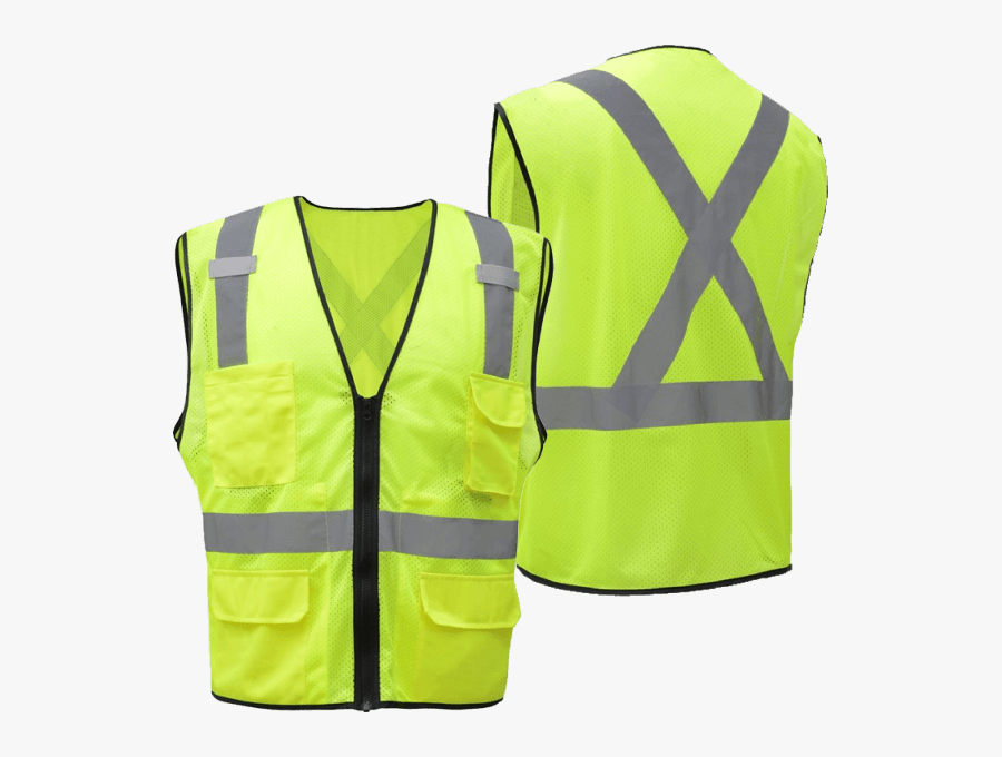 Utility Safety Vest With X Back Relective Taping And - Vest, Transparent Clipart