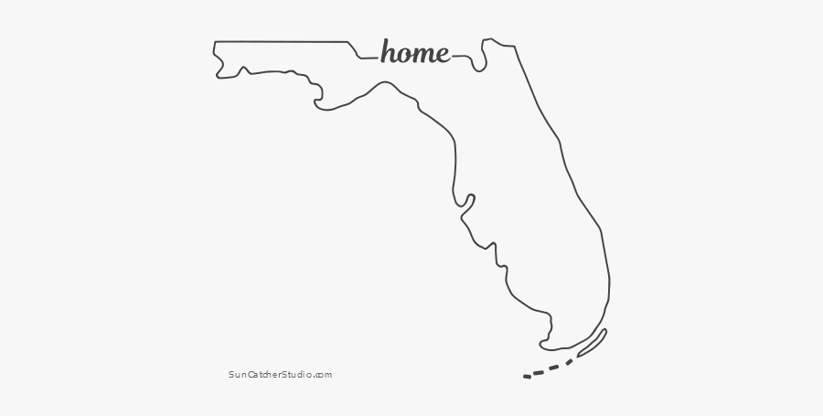 Free Florida Outline With Home On Border, Cricut Or - Florida State Outline Home, Transparent Clipart