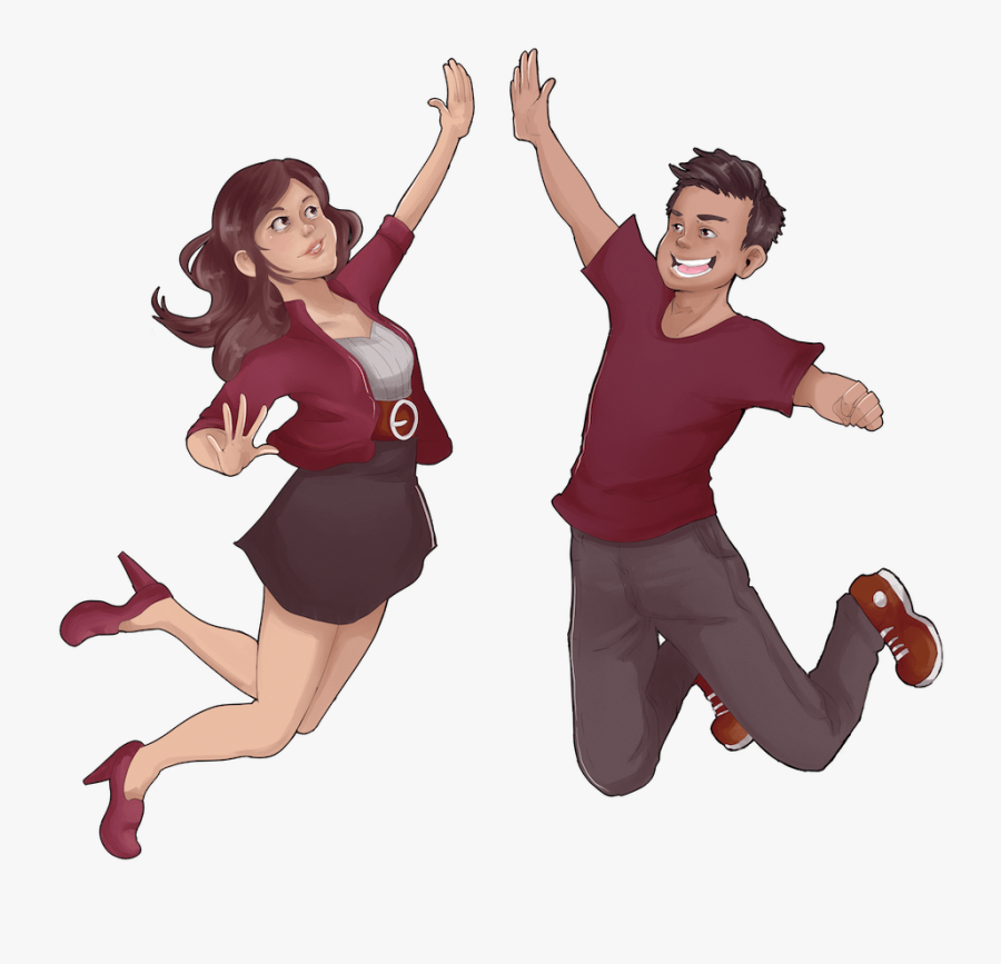 Couple Portrait Of Jay And David High Fiving By Arurmz - Fun, Transparent Clipart