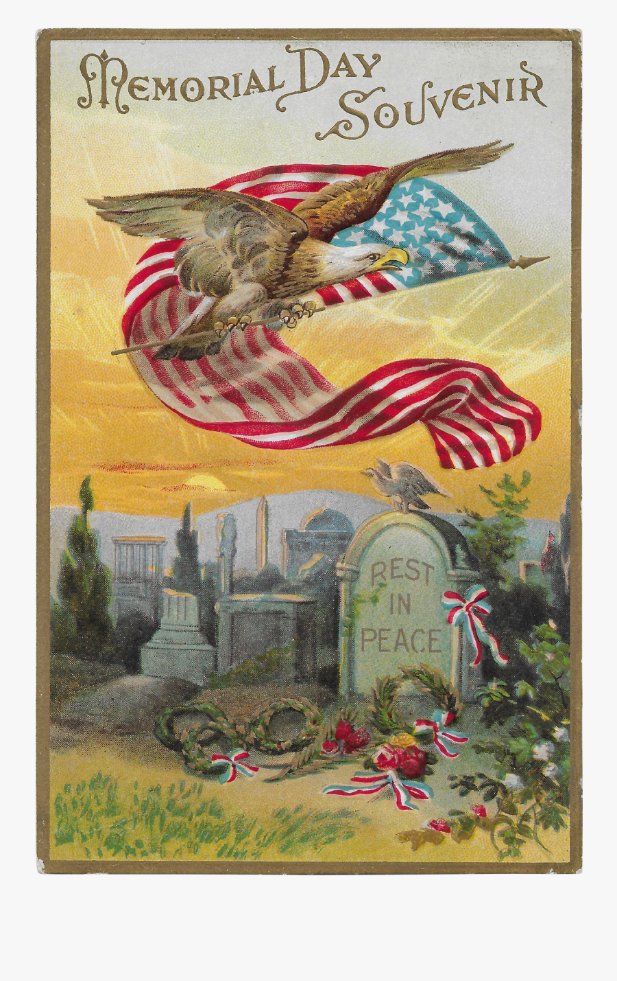 Vintage Memorial Day Greeting, Transparent Clipart