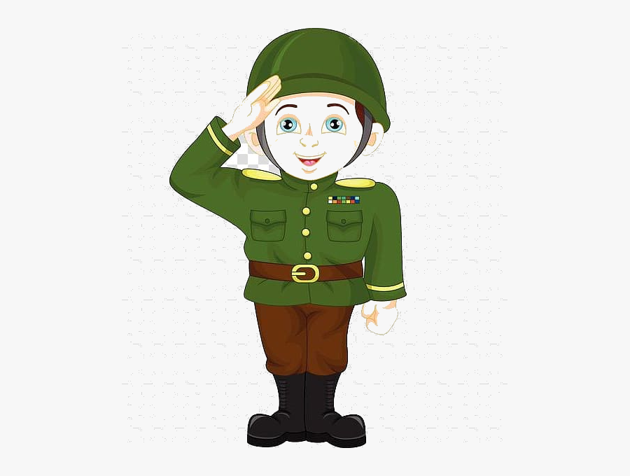 Soldier Salute Cartoon Military Saluting Soldiers Transparent - Cartoon Soldier Saluting, Transparent Clipart