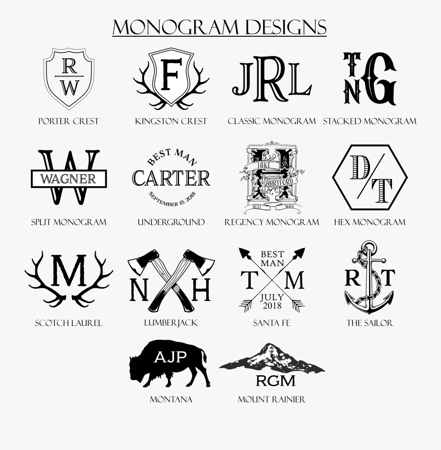 Masculine Mens Monogram, Transparent Clipart