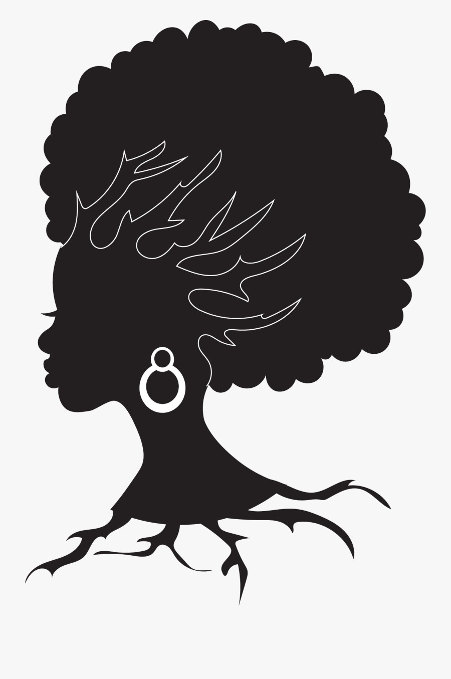 Profile Silhouette Drawing African American, Transparent Clipart