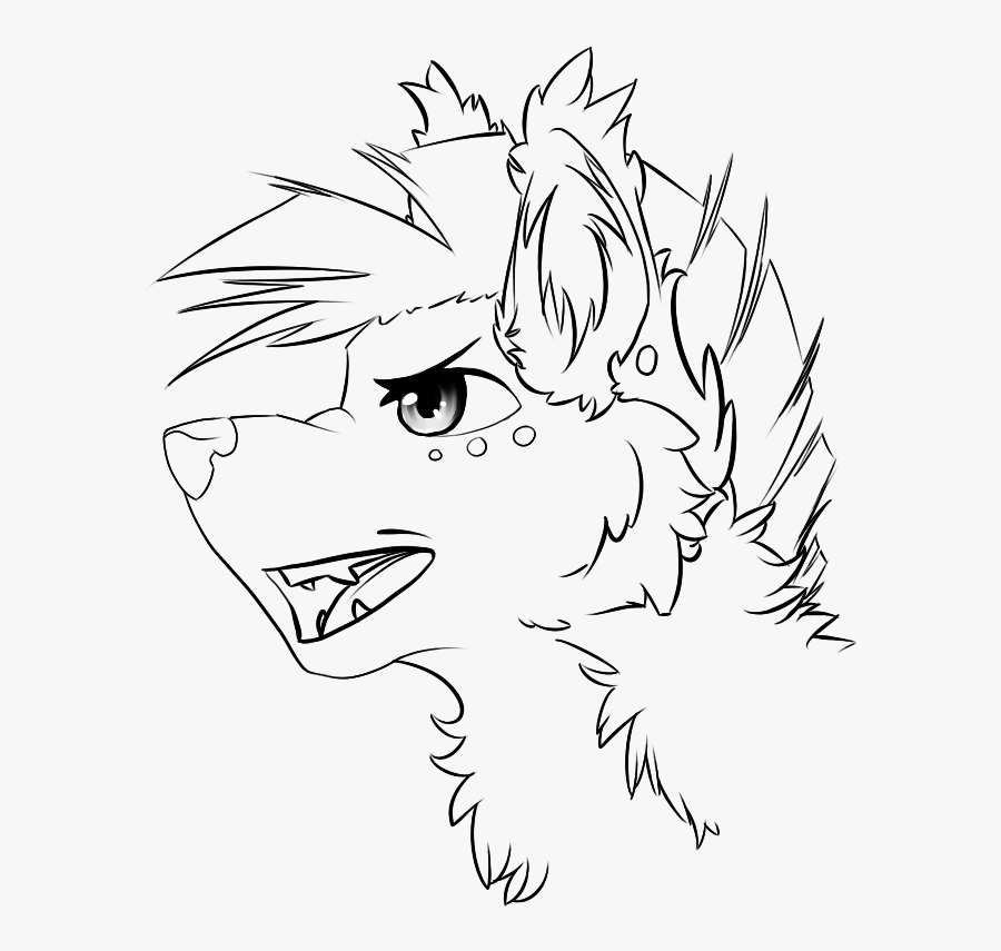 Clip Art Black And White Library Free Punk Wolf Headshot - Line Art, Transparent Clipart