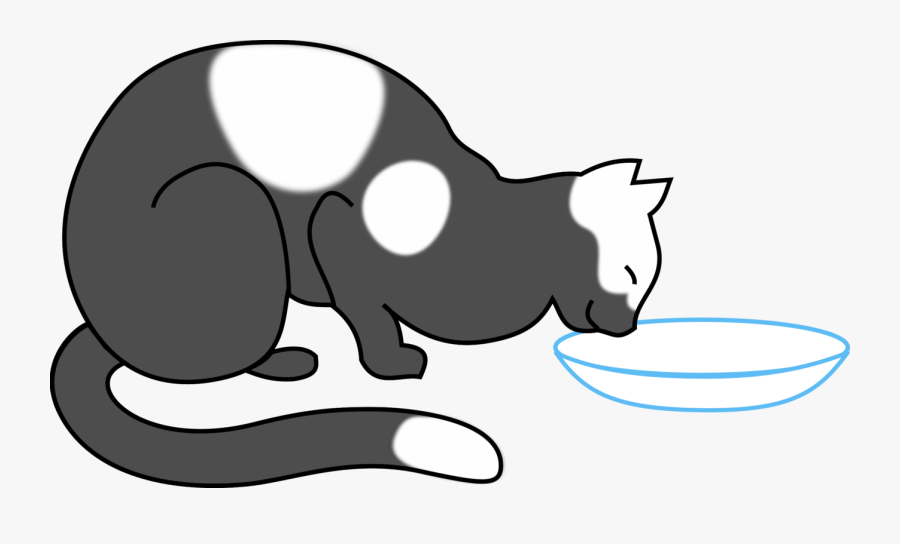 Monochrome - Cat Drinking Milk Clipart, Transparent Clipart