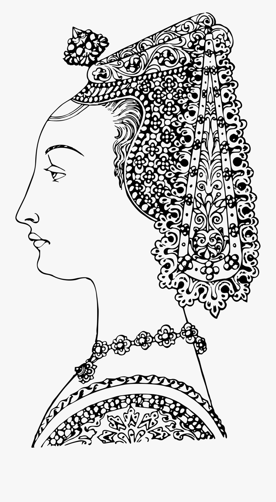 Lady With Ornate Headdress Clip Arts - Illustration, Transparent Clipart