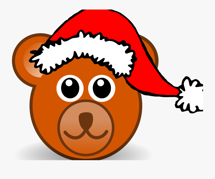 Funny Teddy Bear Face Brown With Santa Claus Hat By - Teddy Bear Face Mask, Transparent Clipart