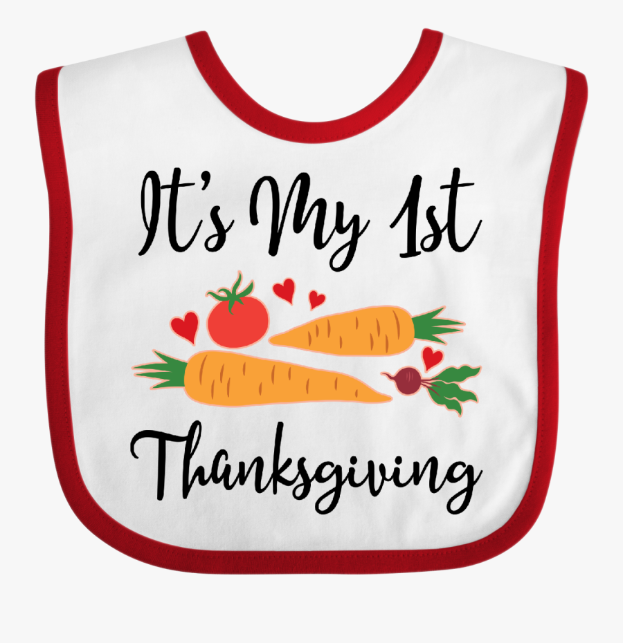 1st Thanksgiving Baby Vegetarian Cute Baby Bib White, Transparent Clipart