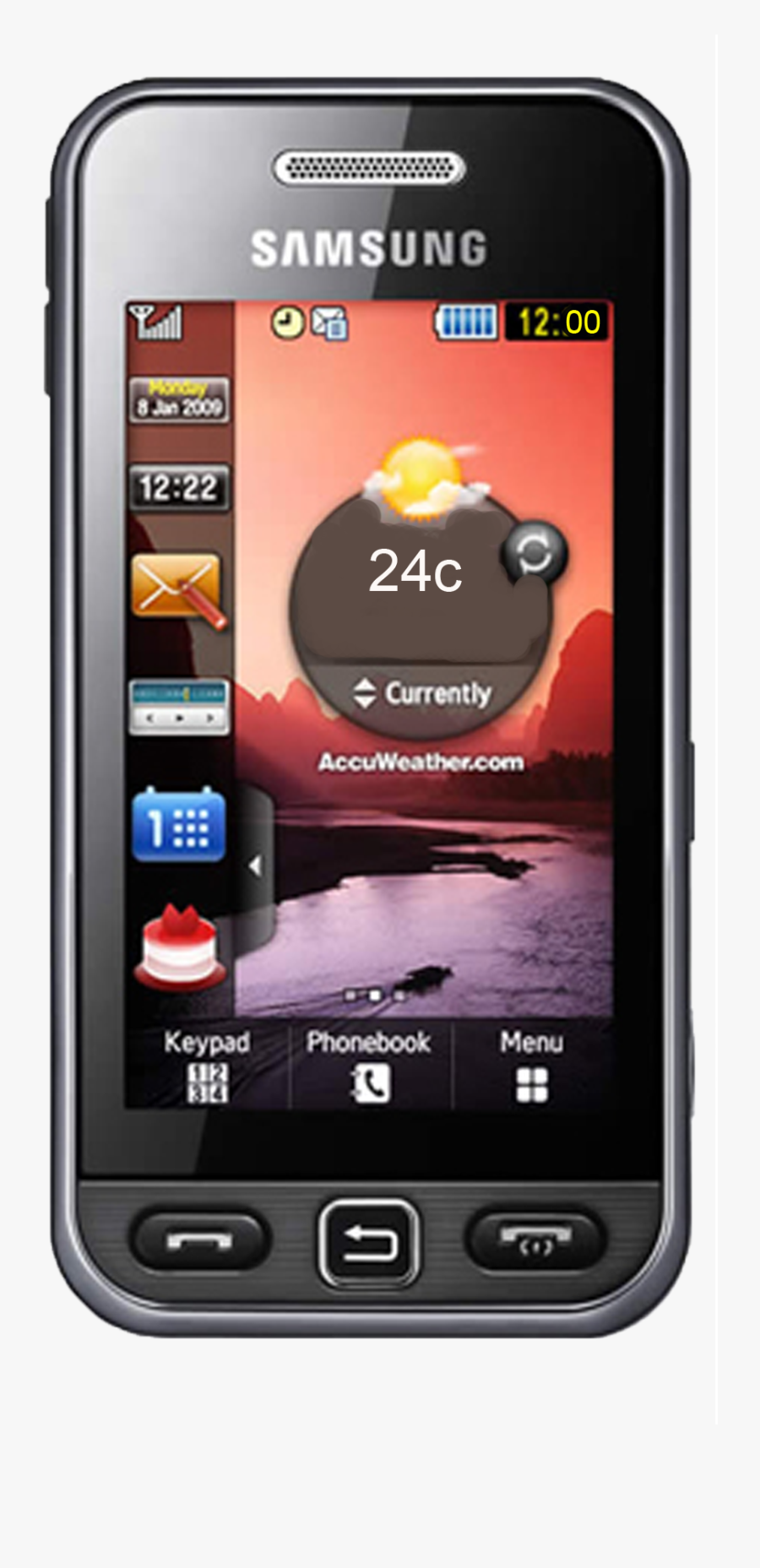 Samsung Clipart Touch Screen Phone - Samsung S5230, Transparent Clipart