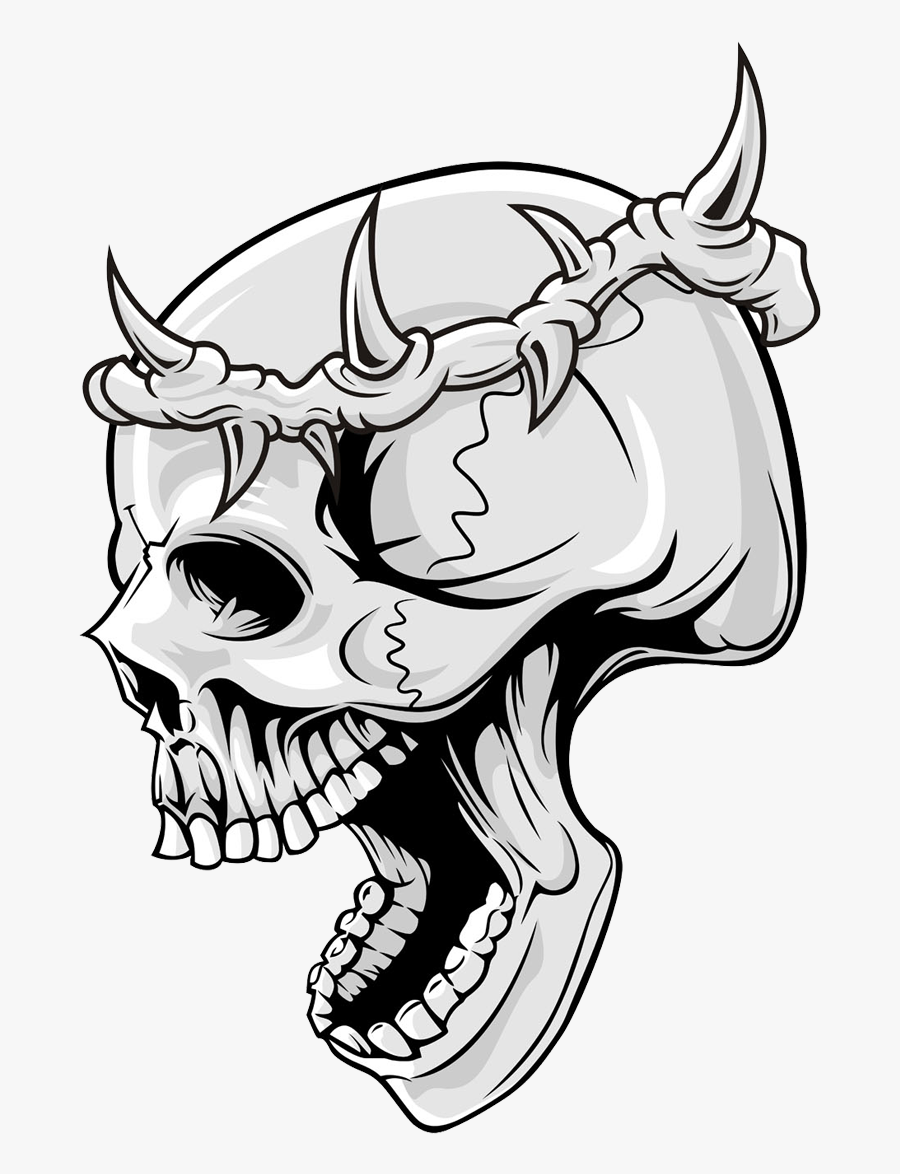 Skull Png Download - Skull With Crown Drawing, Transparent Clipart