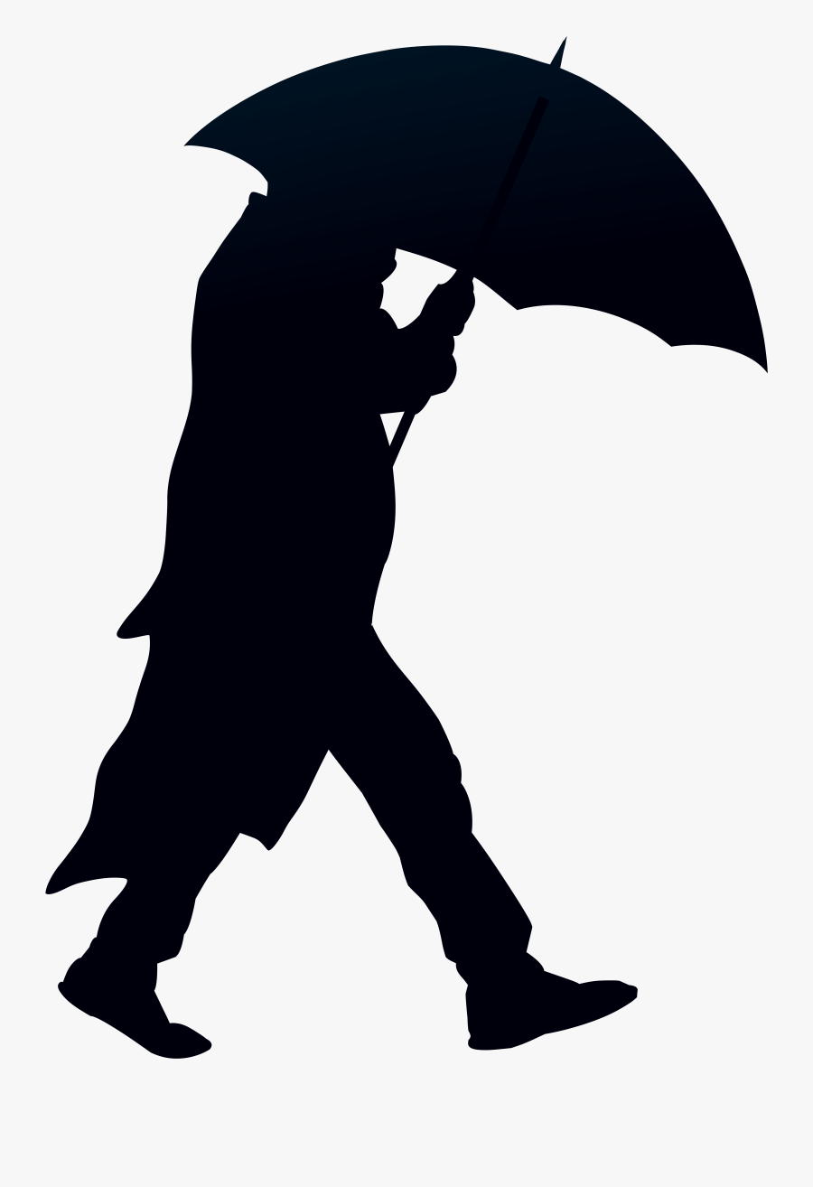 Man With Umbrella Silhouette - Person With Umbrella Silhouette, Transparent Clipart