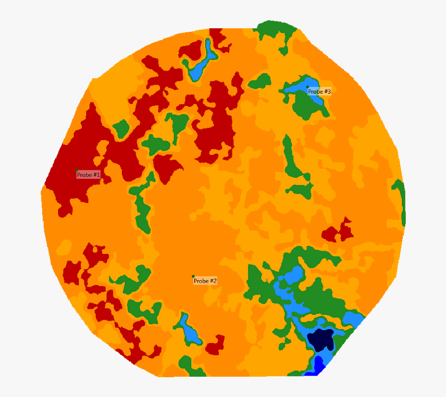 Shallow Em Map With 3 Probe Locations In The Different - Circle, Transparent Clipart
