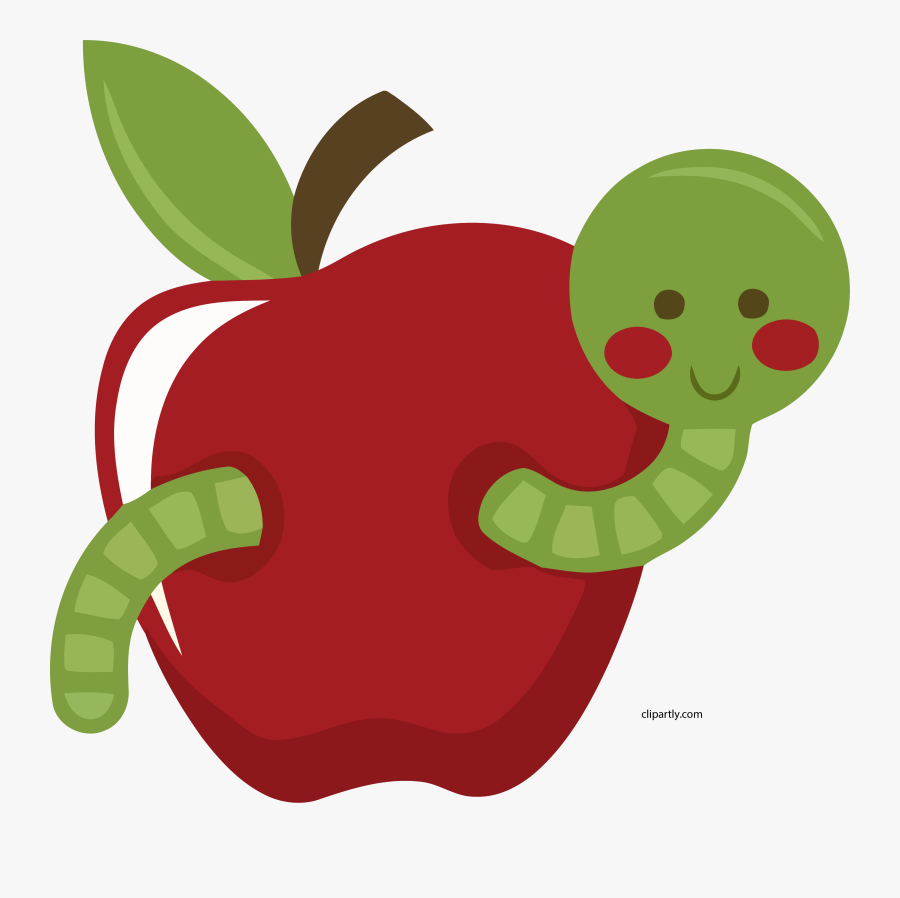 Clipart Apple With Worm, Transparent Clipart