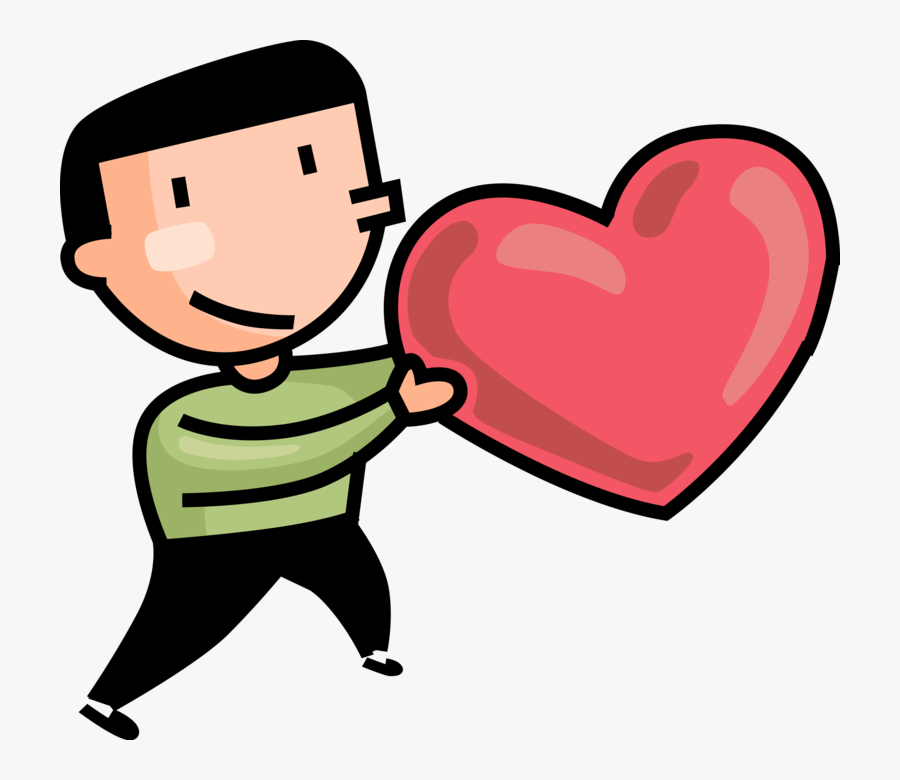Vector Illustration Of Romantic Lover In Relationship - Boy Holding Heart Clipart, Transparent Clipart